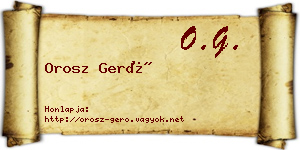 Orosz Gerő névjegykártya
